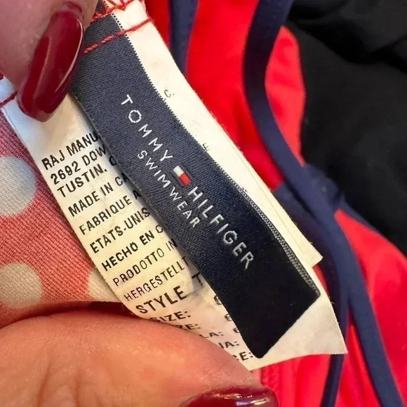 Tommy Hilfiger | Red White Navy Polkadot Halter Tie Tankini Top Size 6 Small S - Picture 6 of 9